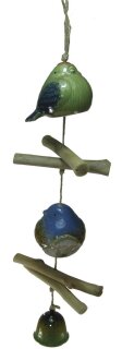 Kette Vögel Keramik/Schw.holz, 10x6x42cm