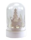 Glasglocke Schnee/Wald LED 10x18cm