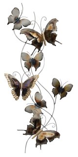 Wandbild, Schmetterlinge, Metall, 53,5x124,5x6,5cm