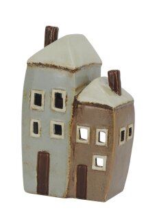 Windlicht, Häuser, Keramik, 11,5x8x18,5