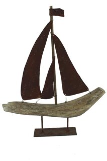 Segelboot, Holz, 35.5x5x42cm
