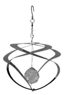 Metallhänger, Windspiel, silber mit Kristall, 20cm