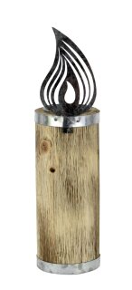 Teelichthalter Kerze, Holz/Metall, gr. ,5x6,5x23cm