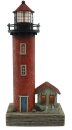 Leuchtturm und Haus, LED, Holz, 27x12,5x8cm