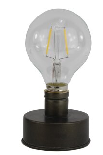 Lampe, LED Batt.gr. Metall,8,5x8,5x16cm