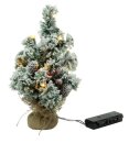 Weihnachtsbaum beschneit, 30cm, mit LED-Bel., Kunststoff