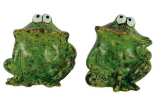 Frosch klein, 2-sort, sitzend, Ker., 9.5*8.8*10cm