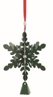 Schneeflocke, 3-sort, groß, rot/weiß/grün, Metall, 11x11x16cm