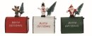 Mini-Briefkasten, 3-sort, rot/weiß/grün, Metall, 8,5x5,5x11,5cm