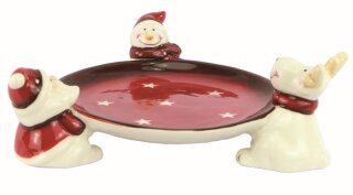 Teller klein, Elch/Schneem./Weihnachtsm., Keramik, 16x16x5,2cm