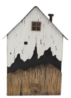 Wandbild Haus m. Haken, Holz, 17x6x24cm