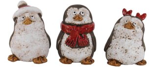 Pinguin mittel, 3-sort, Keramik, 7.6*7*10.9cm