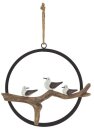 Wandbild Vögel, runder Rahmen, Holz/Metall, 28,3x2,5x27cm
