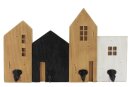 Garderobe Häuserzeile klein, Holz/Metall, 40x24x7cm