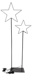 Sterne Metall auf Ständer, m 180LED, H:120cm, gr. Stern 36cm, kl. Stern 30cm, m. Netzstecker