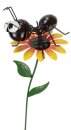 Gartenstecker Ameise auf Blume, Metall, 11,5x11,5x86,5cm