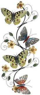 Wandbild Schmetterlinge lang, Metall, 115x52x4,5cm