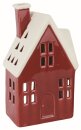 Windlicht Haus groß, rot, Keramik, 11x8,1x20,8cm