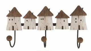 Häusergarderobe, Holz, 38x8x18,5cm