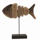 Fisch auf Ständer klein, altes Holz, 29x6,5x30cm