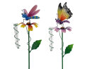 Gartenstecker, 2-sort, Schmetterling/Libelle, Metall, 19.5x9x95cm