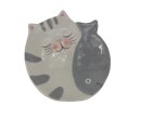 Teller Katze/Fisch, weiß/grau, Keramik, 15,5x14,2x3cm