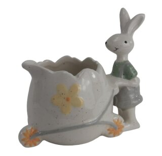 Hase mit Blütenschale, Keramik, 14,4x9,2x13cm