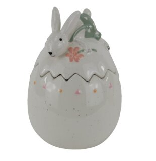 Dose Hase auf Ei, groß, Keramik, 11,6x11,6x16,1cm