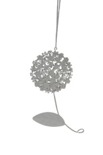 Hänger Blume weiß, Metall, 18x9x1cm