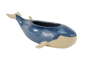 Pflanzgefäß Wal groß, Keramik, 29,6x12,6x9,2cm