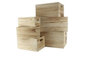 Kisten, Holz natur, 6-er Satz