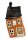 Windlicht Haus schief, orange, Keramik, 11x8,5x21,5cm